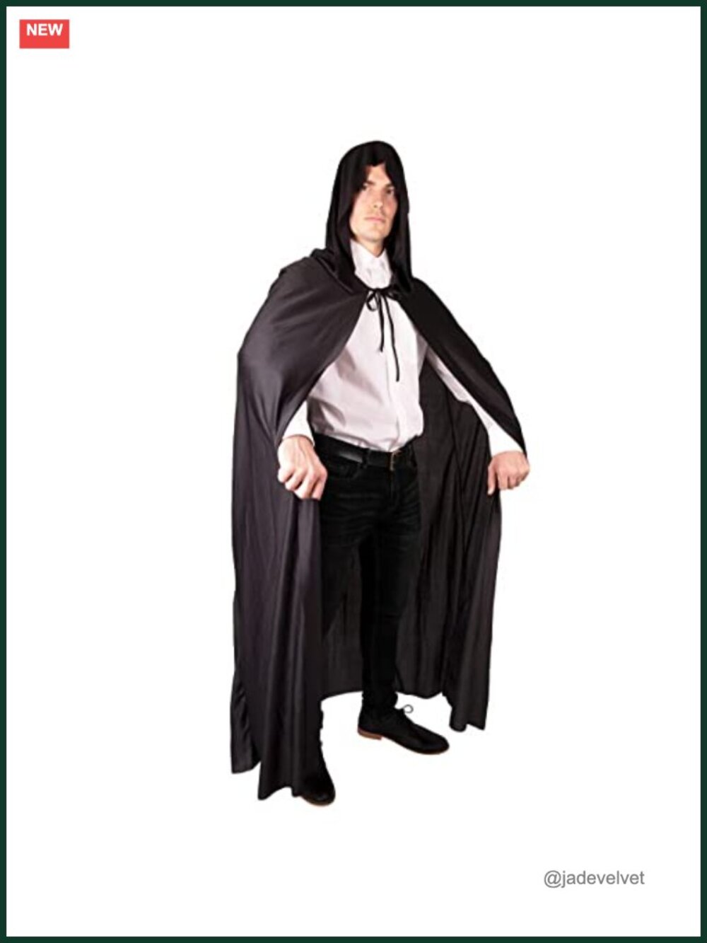 Long Hooded Cape Halloween Costume Witch Wizard Adult Velvet Cloak Unisex
